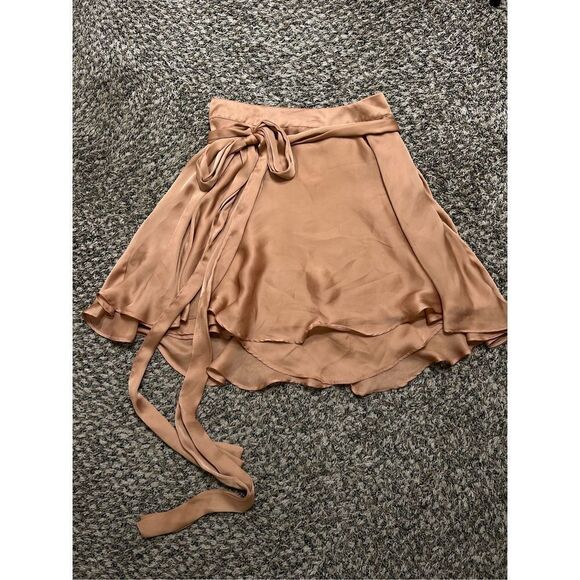 Free People Dresses & Skirts - Free people silk skirt brown orange size large women’s bow copper flowy D97